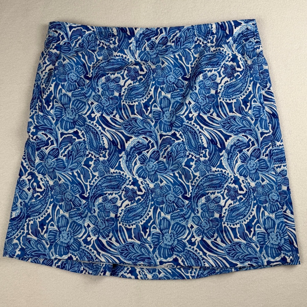 RipSkirt Women's Length 1 Adjustable Wrap Floral Skirt Blue White Large